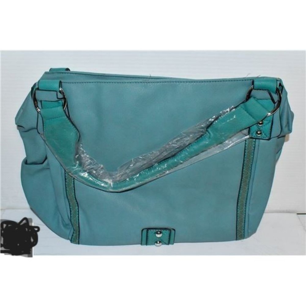 SEA GREEN LEATHER SHAGWEAR OVER THE SHOULDER BAG NWT